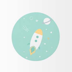 Alfombra redonda cohete fondo mint