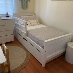 Cama Lucca nido  con baranda móvil y alzador