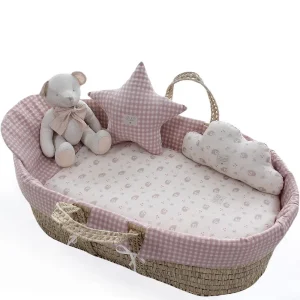 Capazo de mimbre Colección Victoria rosa – Uzturre