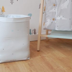 Cesto grande almacenaje gris estrellas