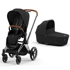 Cybex Carrito DUO e-Priam Negro Chasis Cromo Marrón