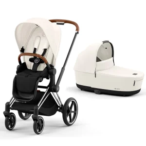 Cybex Carrito DUO e-Priam Blanco Chasis Cromo Marrón