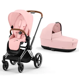 Cybex Carrito DUO e-Priam Rosa Chasis Cromo Marrón