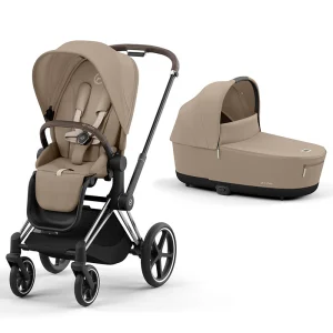 Cybex Carrito DUO e-Priam Beige Chasis Cromo Marrón