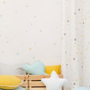 Cortina algodón noche estrellada mostaza