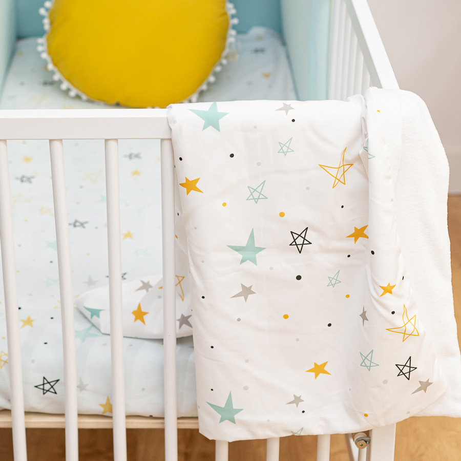 Manta polar noche estrellada mostaza