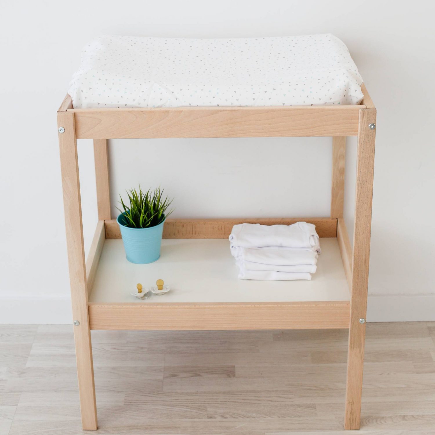 Funda colchoneta cambiador bebé Triángulos gris y mint - Imagen 4