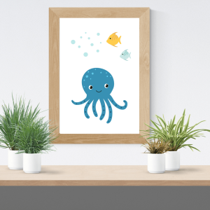 Lámina el mar pulpo azul