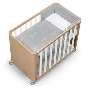 Cotinfant Doco Sleeping Wood – Minicuna de colecho  90X50 con textil Tipi Gris