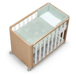 Cotinfant Doco Sleeping Wood – Minicuna de colecho  90X50 con textil Tipi Verde