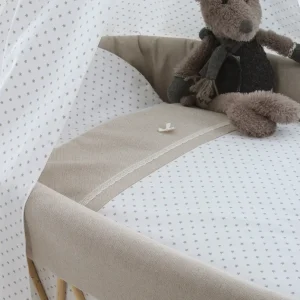 Minicuna de Ratán Col. DO LINO-THEO beige con dosel