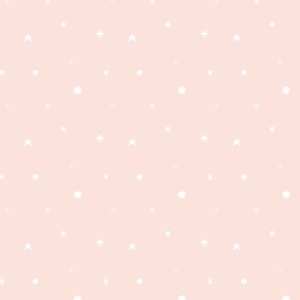 Papel pintado rosa estrellas blancas