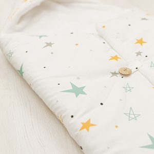 Saco bebé polar noche estrellada mostaza