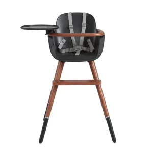 Trona de Madera Micuna Ovo Original City Plus gris antracita/caoba con corrreas gris