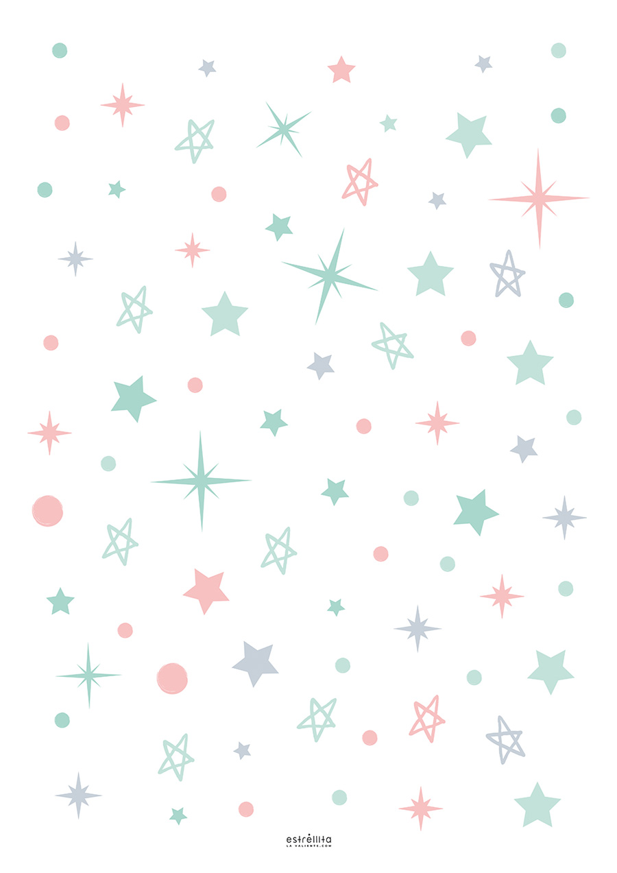 Vinilo estrellas mint y rosa - Imagen 2
